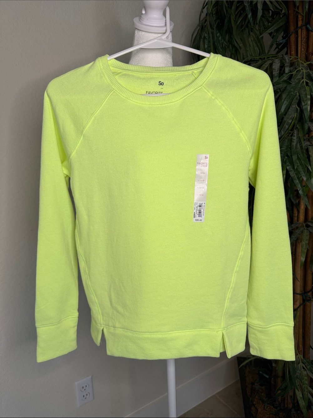 Kohl's SO Neon Yellow Crewneck Soft Sweatshirt for Girls Size 10/12 - Picture 2 of 6